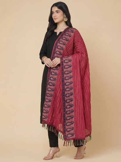 Printed Bandhani Dupatta for Women | Maroon - view 4