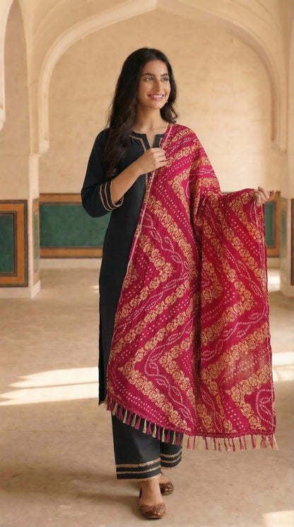 Chinnon Bandhani Dupatta for Women | Pink - view 3