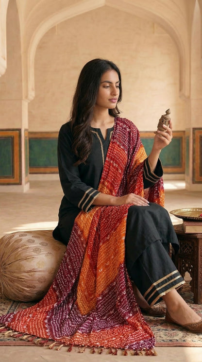 Chinnon Bandhani Dupatta for Women | Multicolor Orange - view 4