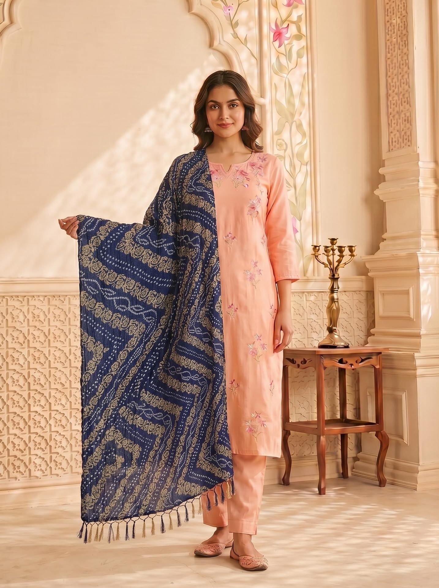 Chinnon Bandhani Dupatta for Women | Blue