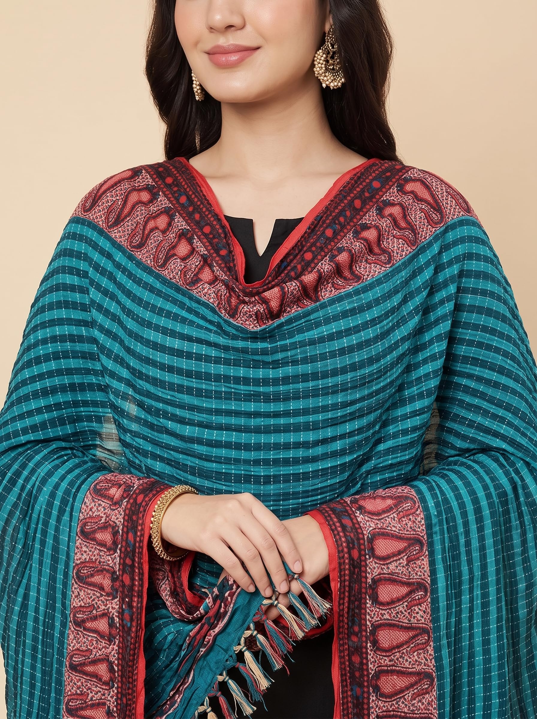 Printed Bandhani Dupatta for Women | Teal Blue - view 6