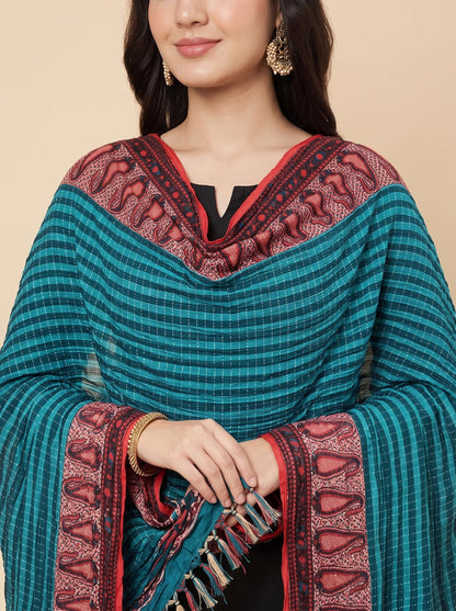 Printed Bandhani Dupatta for Women | Teal Blue - view 6