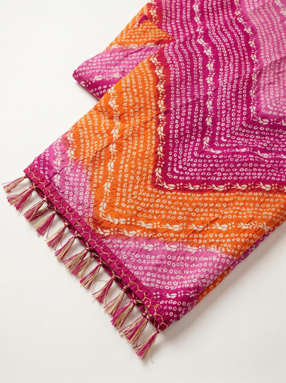 Chinnon Bandhani Dupatta for Men | Pink Orange - view 6