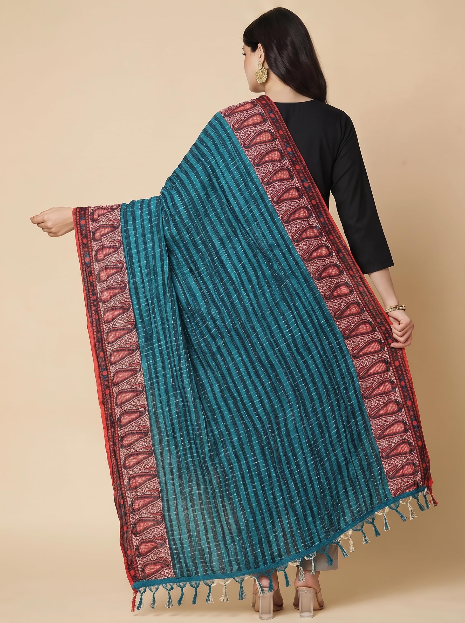 Printed Bandhani Dupatta for Women | Teal Blue - view 2