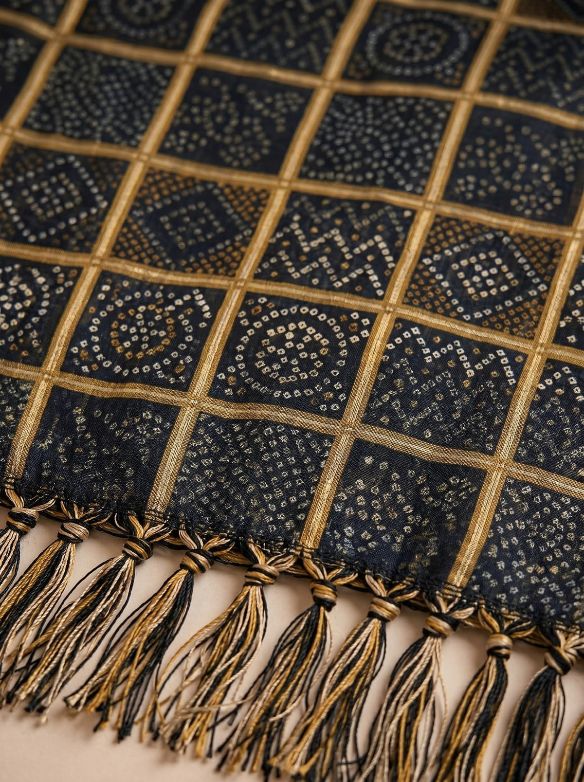 Chinnon Bandhani Dupatta for Men | Black - view 6