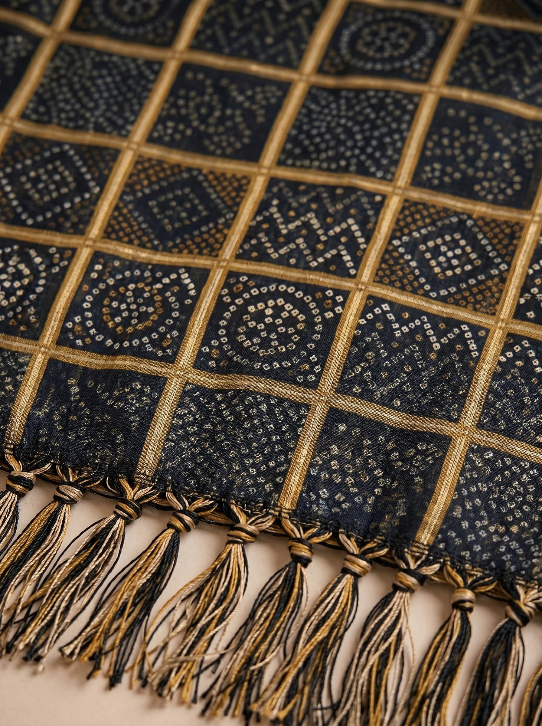 Chinnon Bandhani Dupatta for Men | Black - view 6