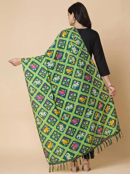 Printed Bandhani Dupatta for Women | Green - view 2