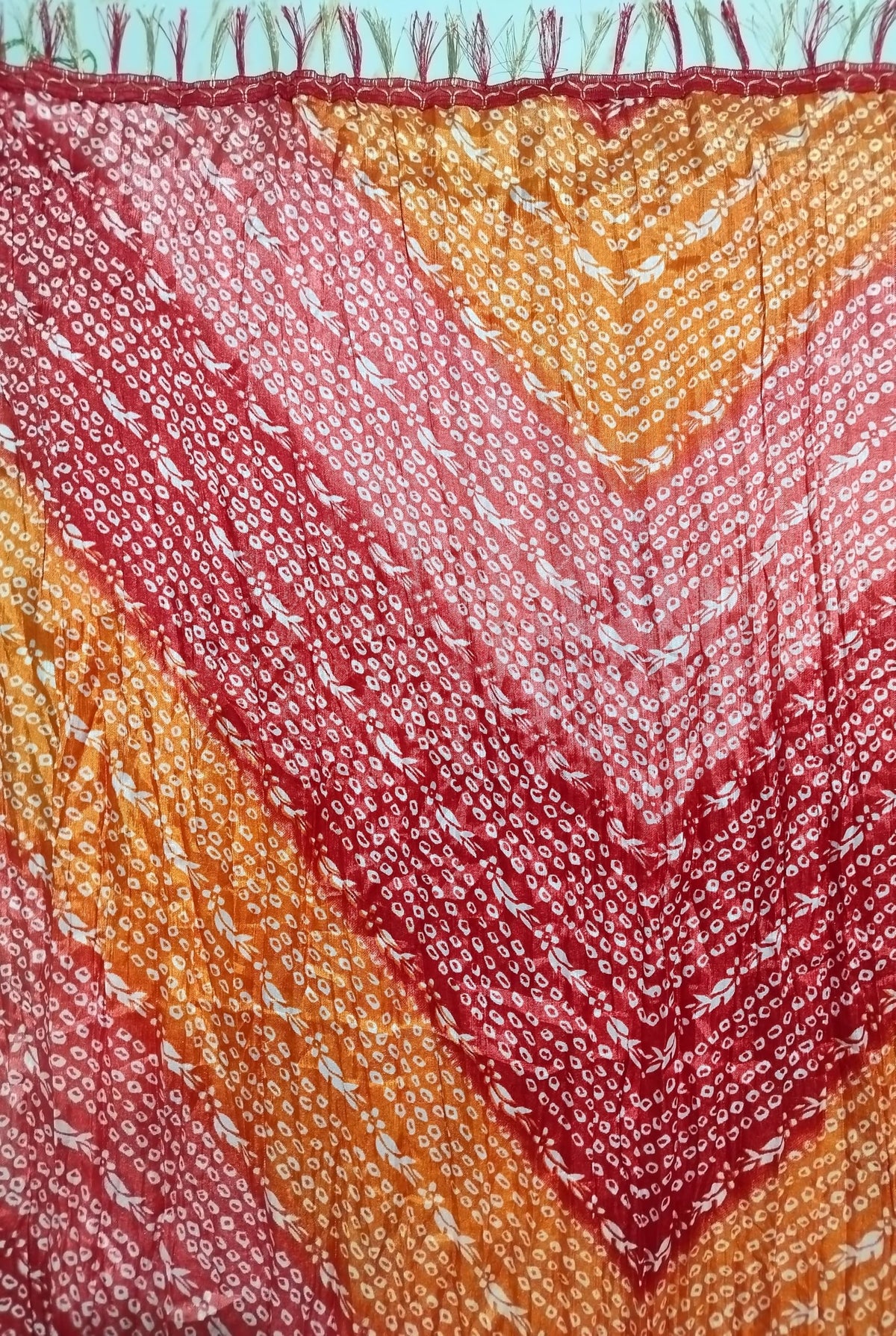 Chinnon Bandhani Dupatta for Men | Red Orange - view 5