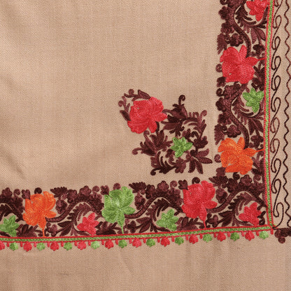 Women Aari Embroidered Stole | Brown