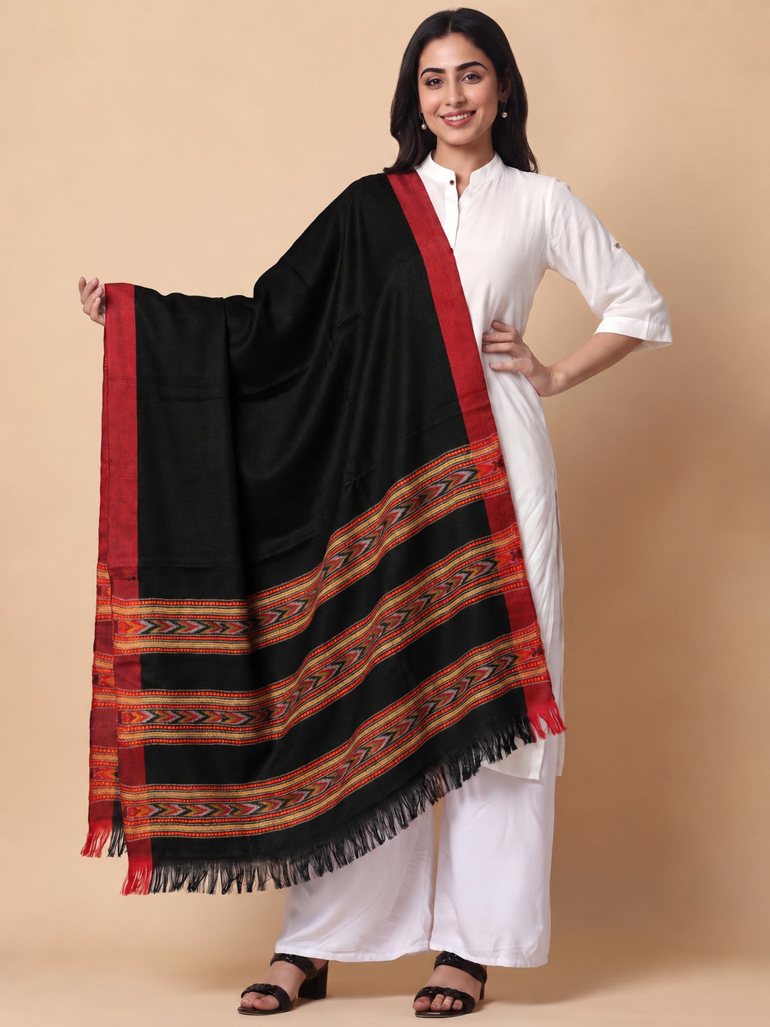 Kullu Patti Woolen Shawl for Women | Black