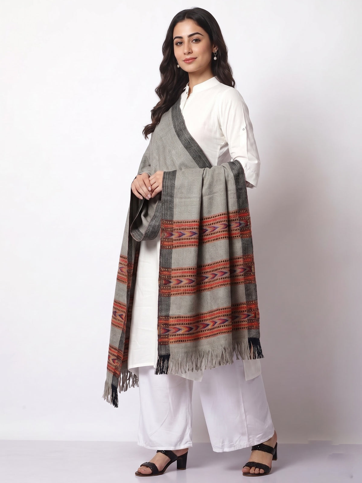 Kullu Patti Woolen Shawl for Women | Grey