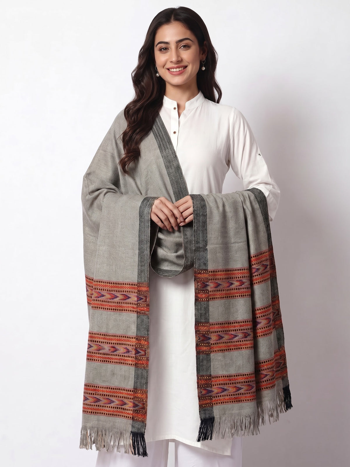 Kullu Patti Woolen Shawl for Women | Grey
