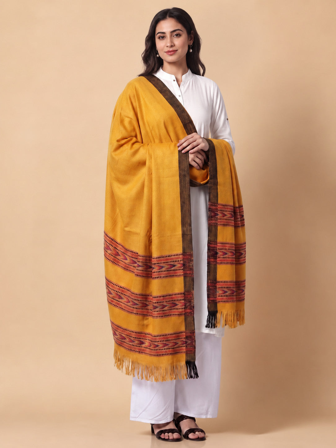 Kullu Patti Woolen Shawl for Women | Mustard