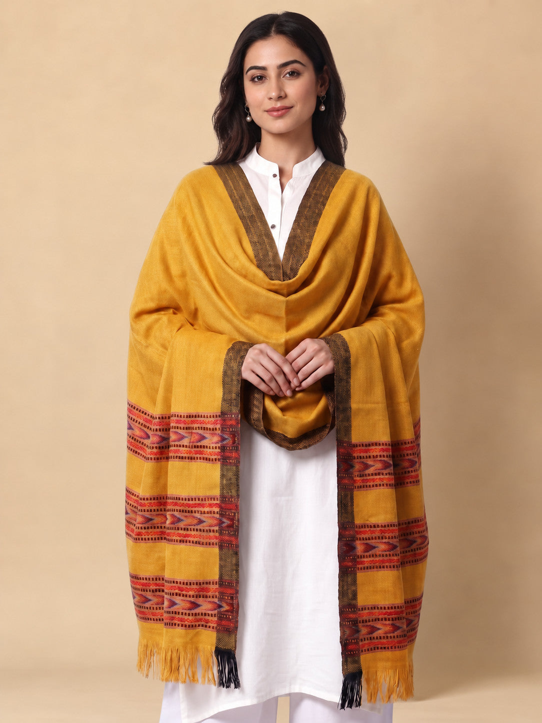 Kullu Patti Woolen Shawl for Women | Mustard