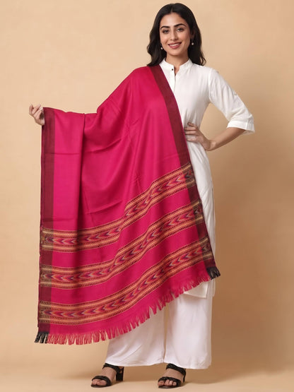 Kullu Patti Woolen Shawl for Women | Rani Pink
