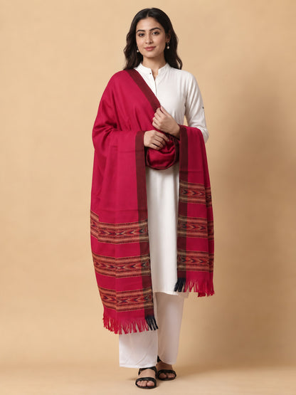 Kullu Patti Woolen Shawl for Women | Rani Pink