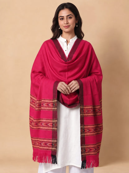 Kullu Patti Woolen Shawl for Women | Rani Pink