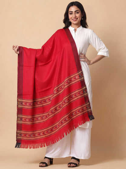 Kullu Patti Woolen Shawl for Women | Red