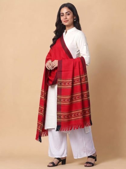 Kullu Patti Woolen Shawl for Women | Red