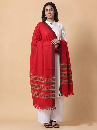 Kullu Patti Woolen Shawl for Women | Red