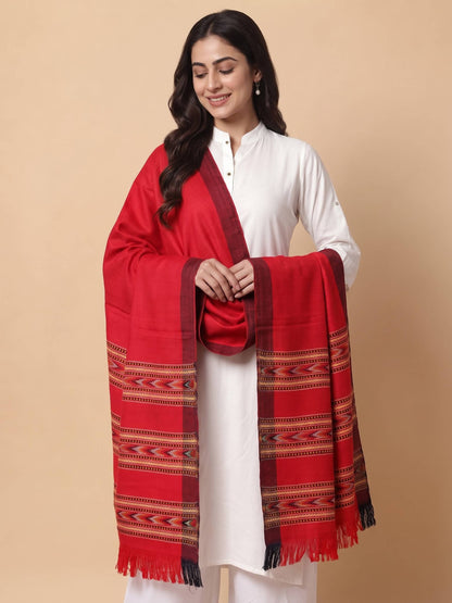 Kullu Patti Woolen Shawl for Women | Red