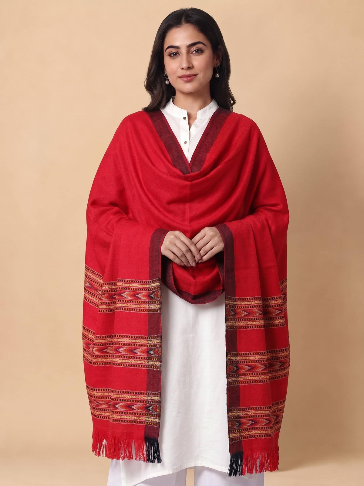 Kullu Patti Woolen Shawl for Women | Red