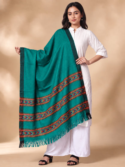 Kullu Patti Woolen Shawl for Women | Sea Green