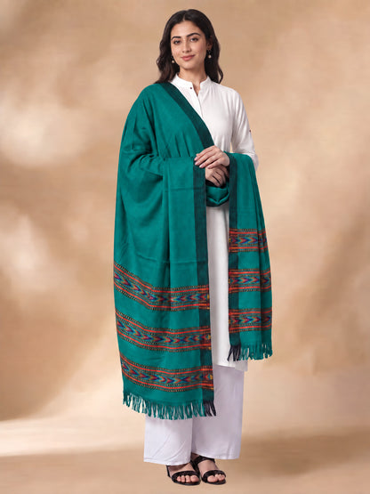 Kullu Patti Woolen Shawl for Women | Sea Green