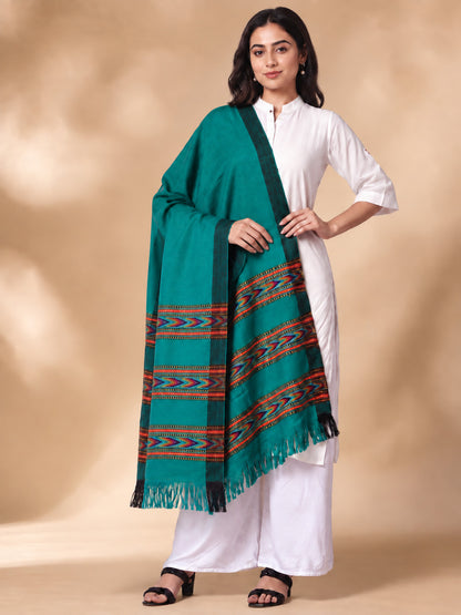Kullu Patti Woolen Shawl for Women | Sea Green