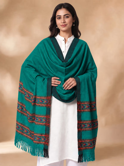 Kullu Patti Woolen Shawl for Women | Sea Green