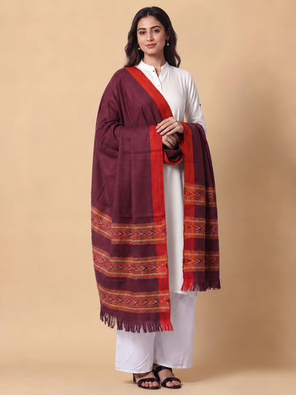 Kullu Patti Woolen Shawl for Women | Wine
