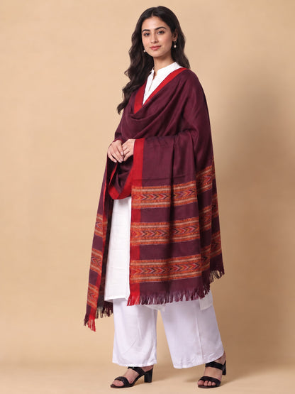 Kullu Patti Woolen Shawl for Women | Wine