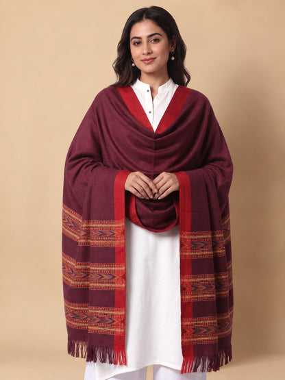 Kullu Patti Woolen Shawl for Women | Wine