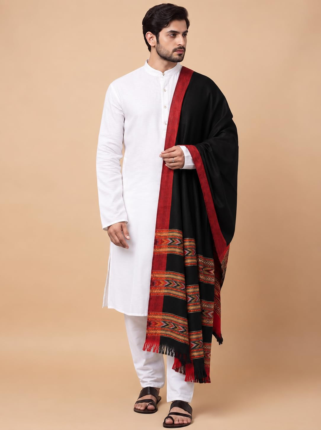 Kullu Patti Woolen Shawl for Men | Black