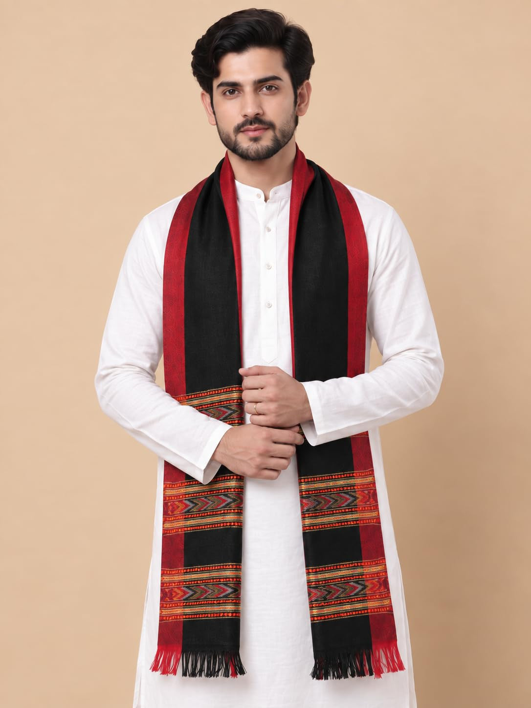 Kullu Patti Woolen Shawl for Men | Black