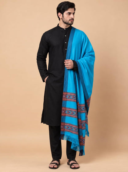Kullu Patti Woolen Shawl for Men | Firozi