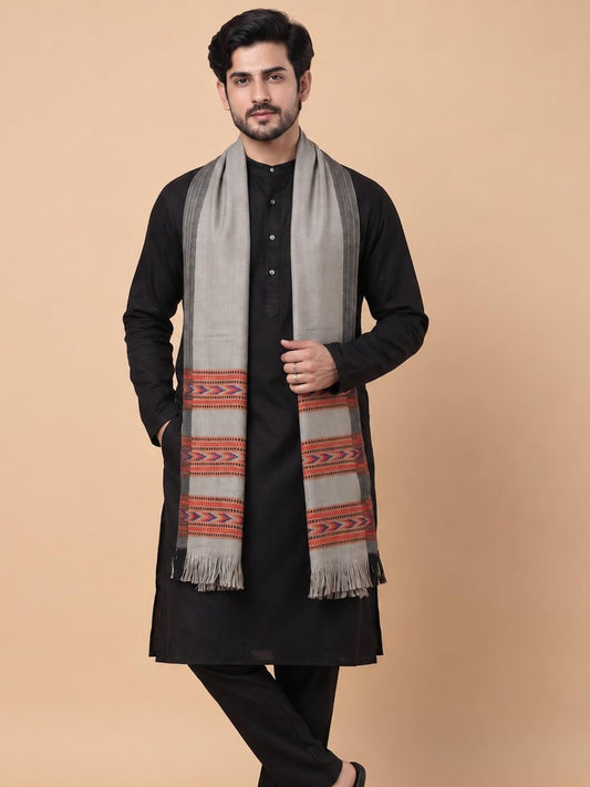 Kullu Patti Woolen Shawl for Men | Grey