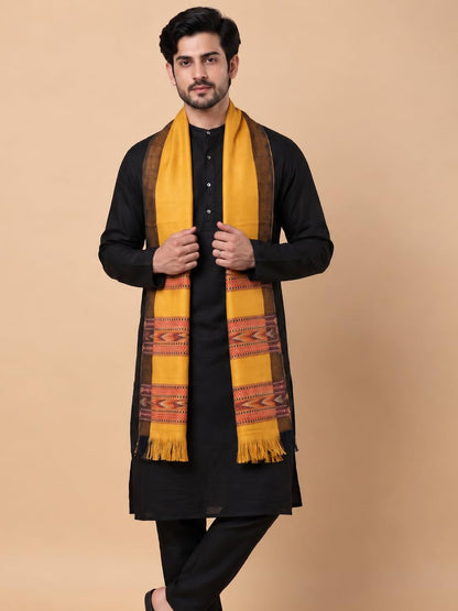 Kullu Patti Woolen Shawl for Men | Mustard