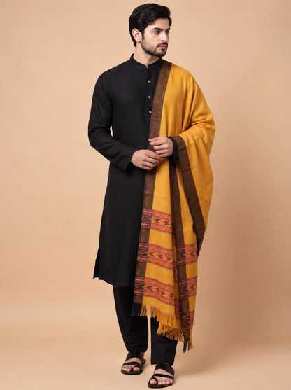 Kullu Patti Woolen Shawl for Men | Mustard