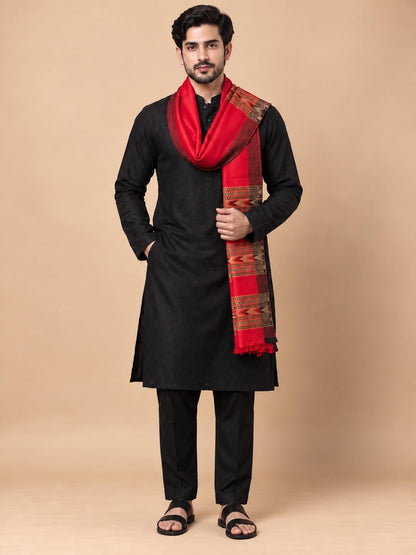 Kullu Patti Woolen Shawl for Men | Red