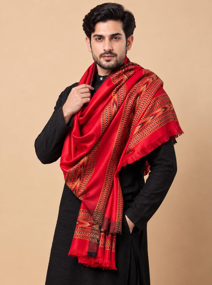 Kullu Patti Woolen Shawl for Men | Red