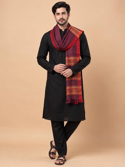 Kullu Patti Woolen Shawl for Men | Wine