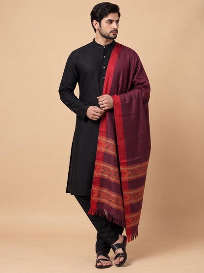 Kullu Patti Woolen Shawl for Men | Wine