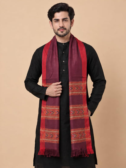 Kullu Patti Woolen Shawl for Men | Wine