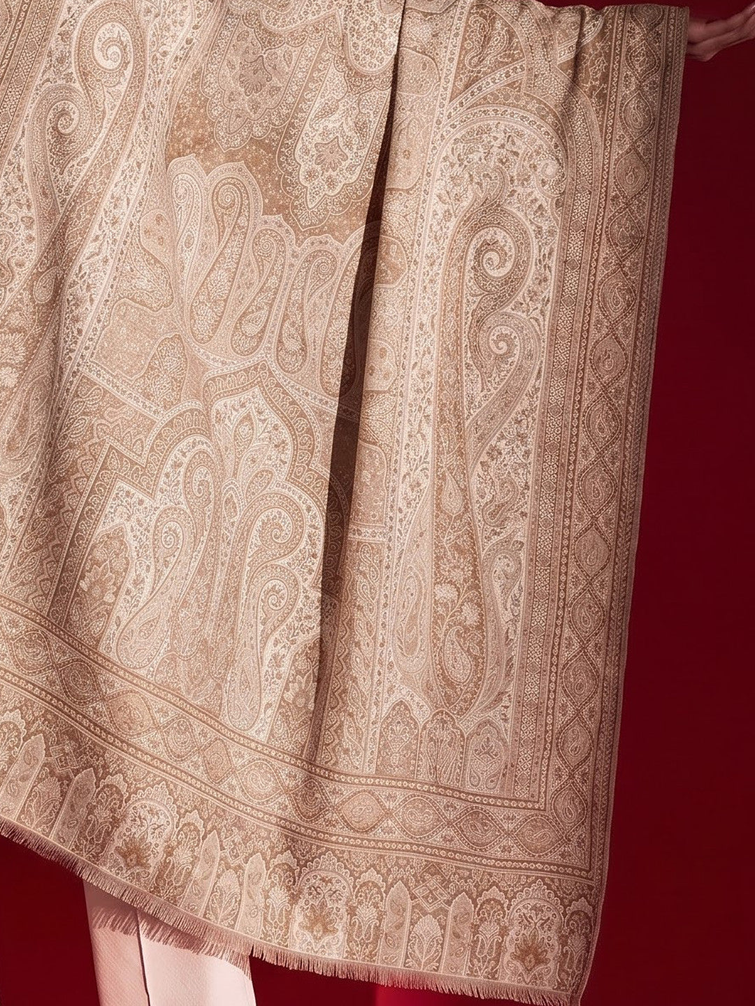 Kani Woven Soft Woolen Shawl for Women | Beige