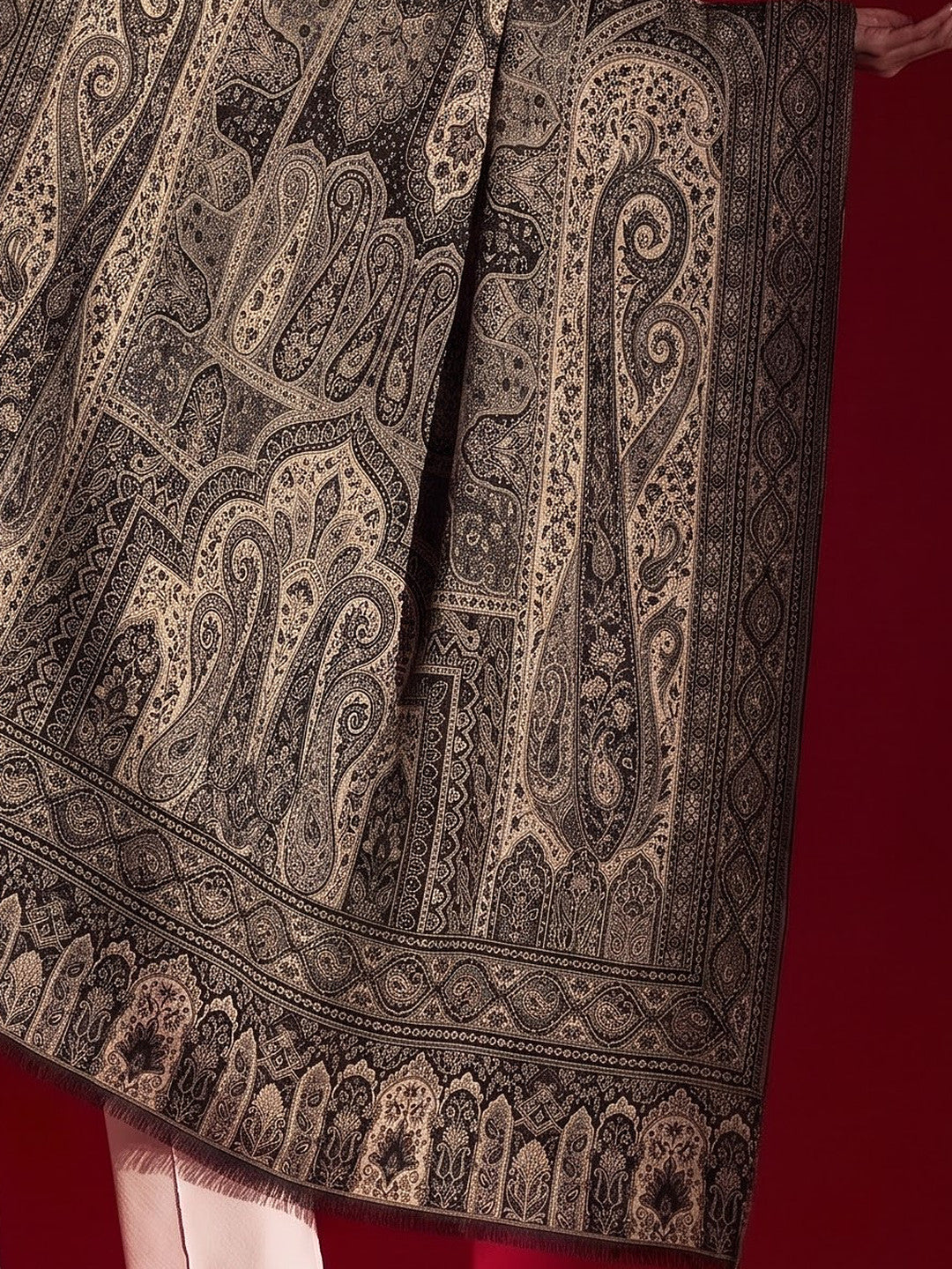 Kani Woven Soft Woolen Shawl for Women | Black