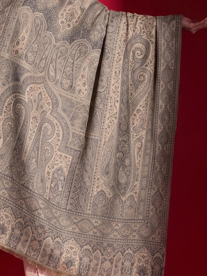 Kani Woven Soft Woolen Shawl for Women | Grey