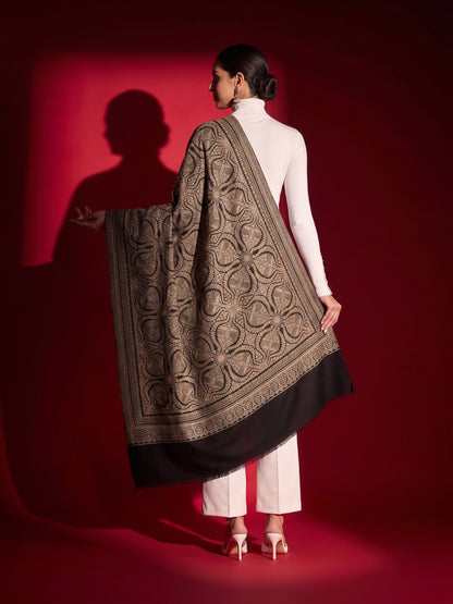 Kani Woven Lightweight Woolen Stole for Women | Black