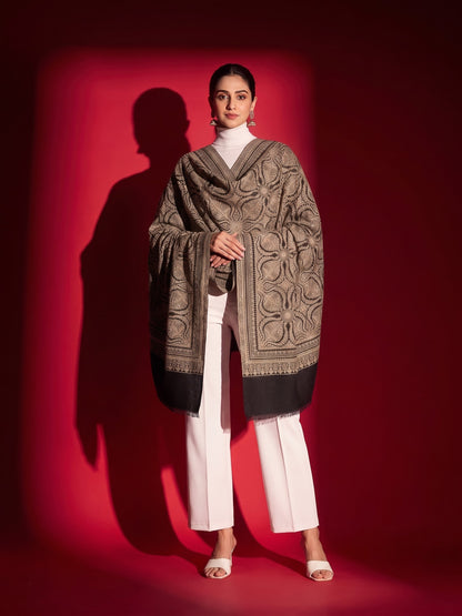 Kani Woven Lightweight Woolen Stole for Women | Black