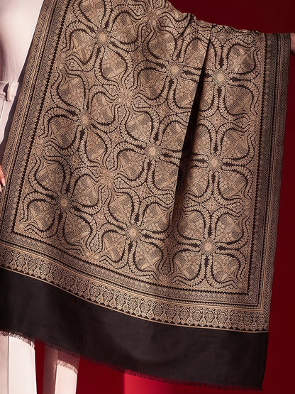 Kani Woven Lightweight Woolen Stole for Women | Black